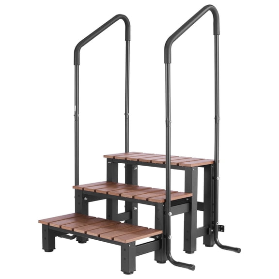 VEVOR Hot Tub Steps with Handrail, 3-Step Spa Outdoor Stairs, Heavy Duty 25.2 inch Wide Above-Ground/Inflatable Pool Ladder with 550 lbs Weight Capacity, Multi-Use for Porch, Patio, Deck, Trailers