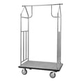 thumbnail image 1 of VEVOR Hotel Luggage Cart, 800 LBS Load Capacity, Brushed Stainless Steel Finish Bellman's Cart, Valet Cart with Grey Carpeted Deck and 6-inch Rubber Wheels, Ideal for Hotels, Condos, Resorts, Silver, 1 of 9