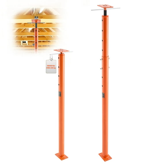 VEVOR House Floor Jacks, 2 Pack 53-93 Inch Height Range, 18000 lbs Max Load Capacity, Adjustable Support Beam Basement Jack Post Pole for Leveling, Lift Steel Telescoping Post for Temporary Support