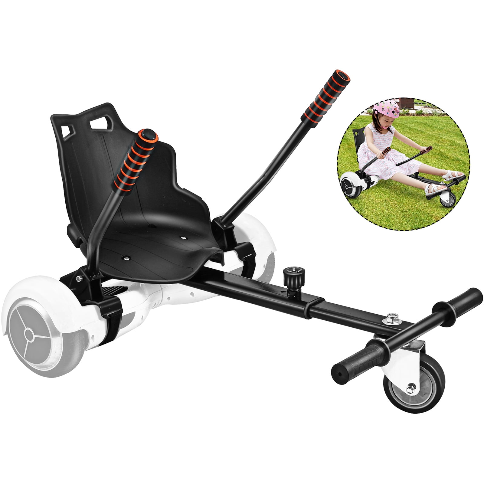 VEVOR Hoverboard Go Kart Electric Scooter Seat Attachment for Kids Adults with Adjustable Length 360 swivel wheel Black