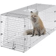 thumbnail image 1 of VEVOR Humane Live Animal Trap, Dimensions 50" x 20" x 26", Crafted from Galvanized Iron, Collapsible Design with Carrying Handle for Capturing Stray Dogs, Armadillos, Raccoons, Marmots, and Foxes, 1 of 9