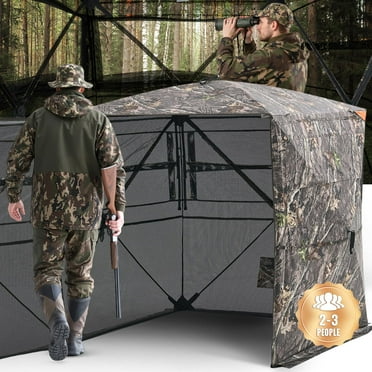 Arrowhead Outdoor 270° Vision Pop-Up Deer Blind - 4.8x4.8 Ft Camo Shelter For 2-3 Hunters (Magnetic Door)