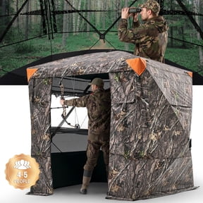 VEVOR Hunting Blind, 4-5 Person See Through Ground Blinds with Carrying Bag, 270 Degree Portable Camouflage Tent, Durable Concealed Shelter with Silent Magnetic Door and Window, for Turkey and Deer