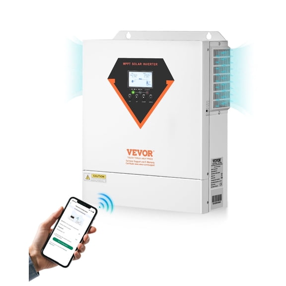 VEVOR Hybrid Solar Inverter, 3500W, All in One Pure Sine Wave Power Inverter Charger, 24V DC to 220/230V AC, with Built-in 100A MPPT Solar Controller, for off-Grid System Lead Acid Lithium Battery