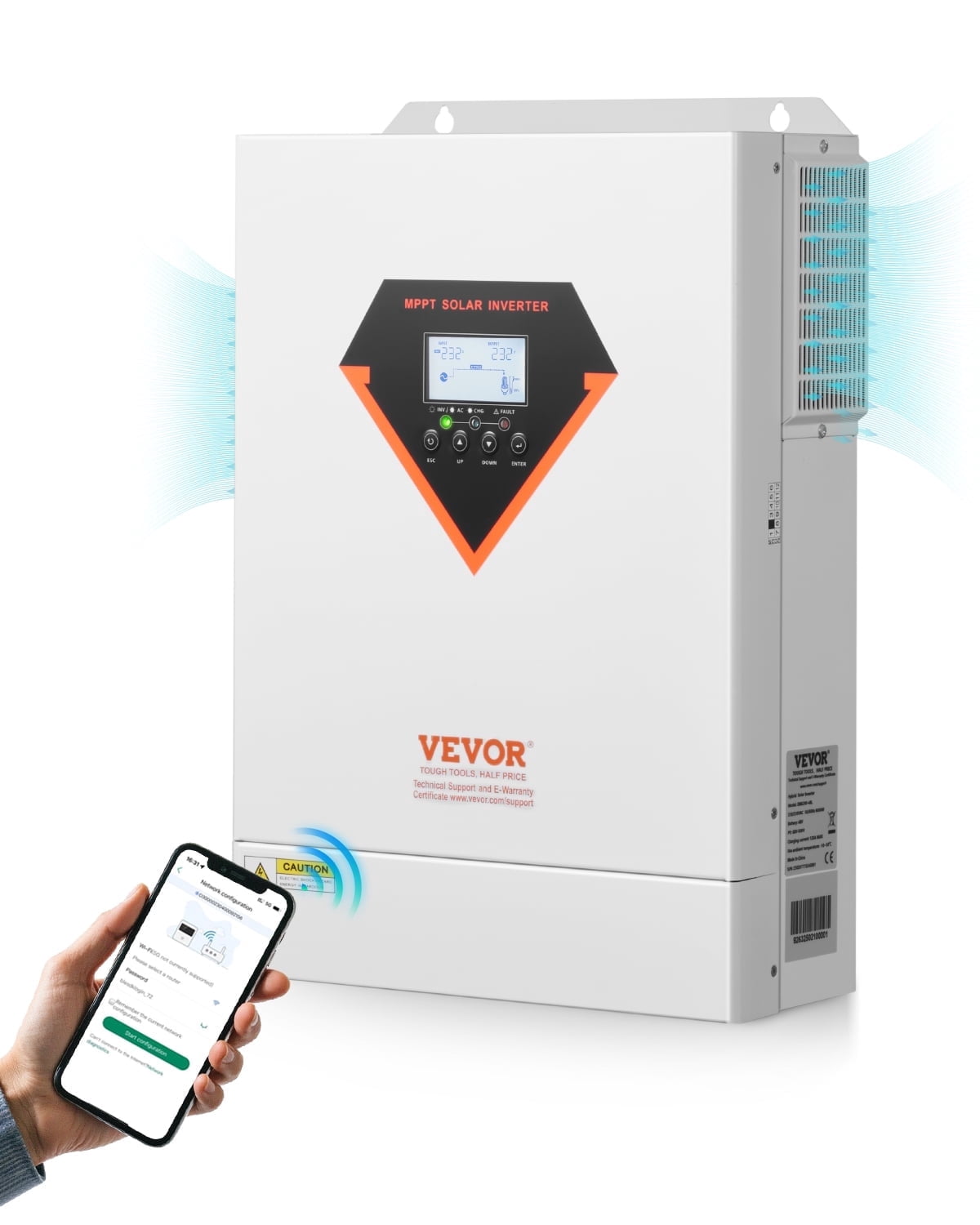 Inversor Híbrido Solar VEVOR 6000W 220/230V Con Controlador MPPT 120A - Modelo EM6200-48L