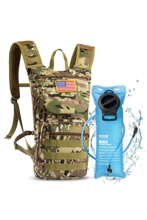 Hydration Backpack, Water Backpack with 3L TPU Water Bladder, Tactical Molle Hiking Hydration Pack with Storage for Men Women, Hydro Water Daypack for Hiking Running Cycling Camping