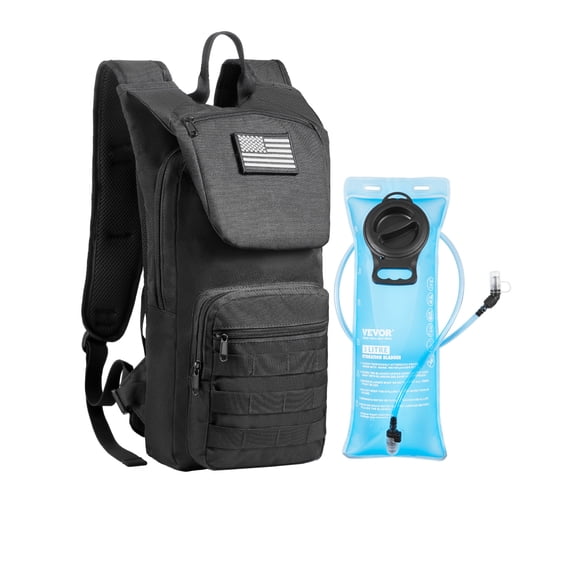 VEVOR Hydration Backpack, Water Backpack with 3L TPU Water Bladder, Tactical Molle Hiking Hydration Pack with Storage for Men Women, Hydro Water Daypack for Hiking Running Cycling Camping