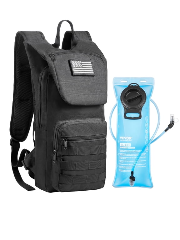 Hydration Backpack, Water Backpack with 3L TPU Water Bladder, Tactical Molle Hiking Hydration Pack with Storage for Men Women, Hydro Water Daypack for Hiking Running Cycling Camping