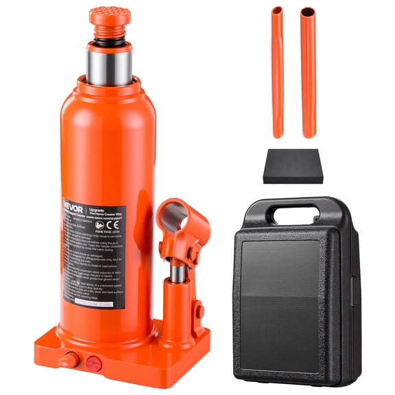 VEVOR Hydraulic Bottle Jack 4 Ton (8818.5 lbs) 7.64"-14.92" Lifting Range, for Midsize Sedan, Midsize SUV, Van, Auto Repair & House Lift,Multi-Directional Welded Jack with Carrying Case & Long Handle