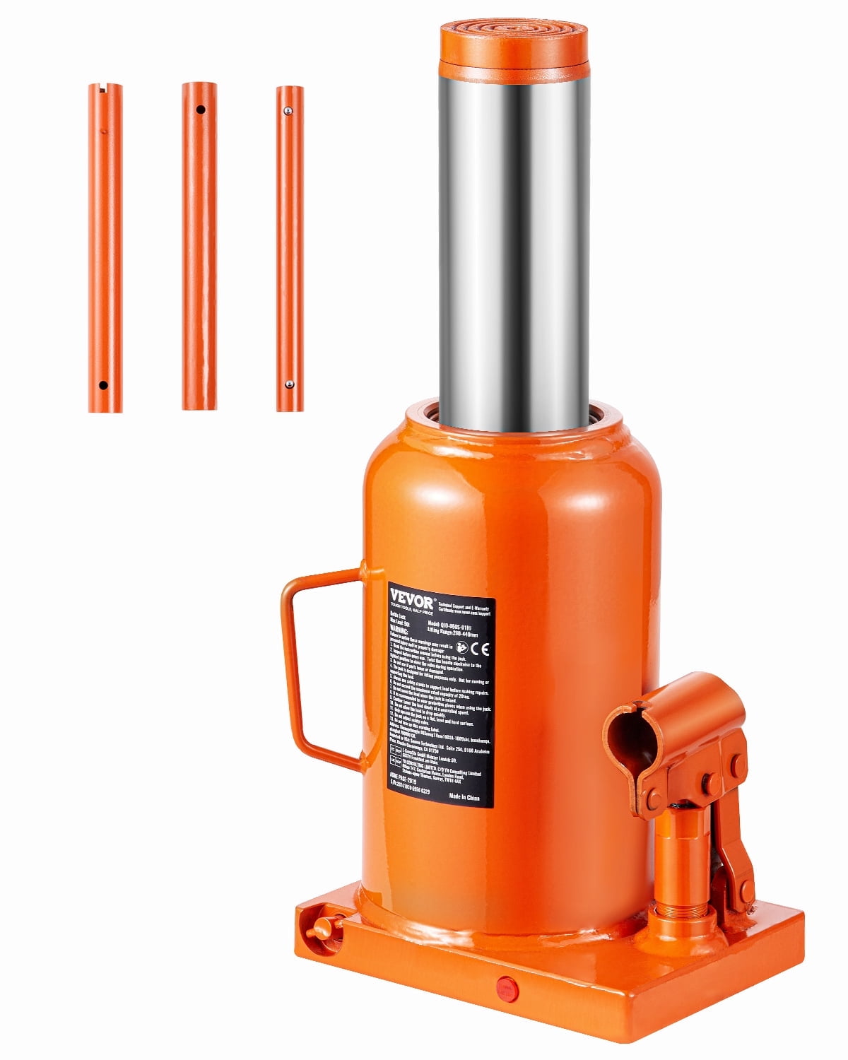 VEVOR Hydraulic Bottle Jack, 50 Ton/110231 lbs Welded Bottle Jack with 11''-17.32'' Lifting Range & 3-Section Long Handle