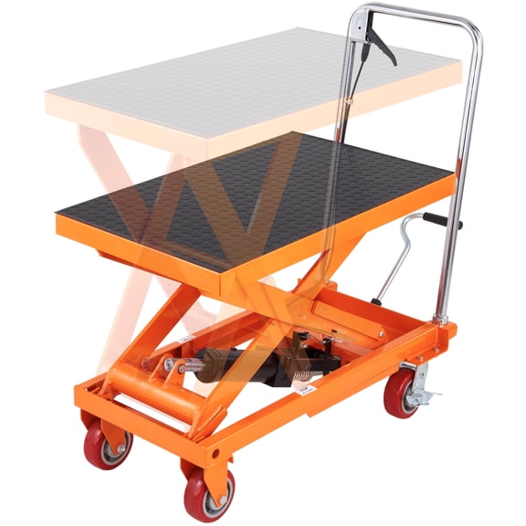 VEVOR Hydraulic Lift Table Cart, 1100lbs Capacity 35.4" Lifting Height,Manual Single Scissor Lift Table with 4 Wheels and Non-slip Pad,Hydraulic Scissor Cart for Material Handling and Transportation
