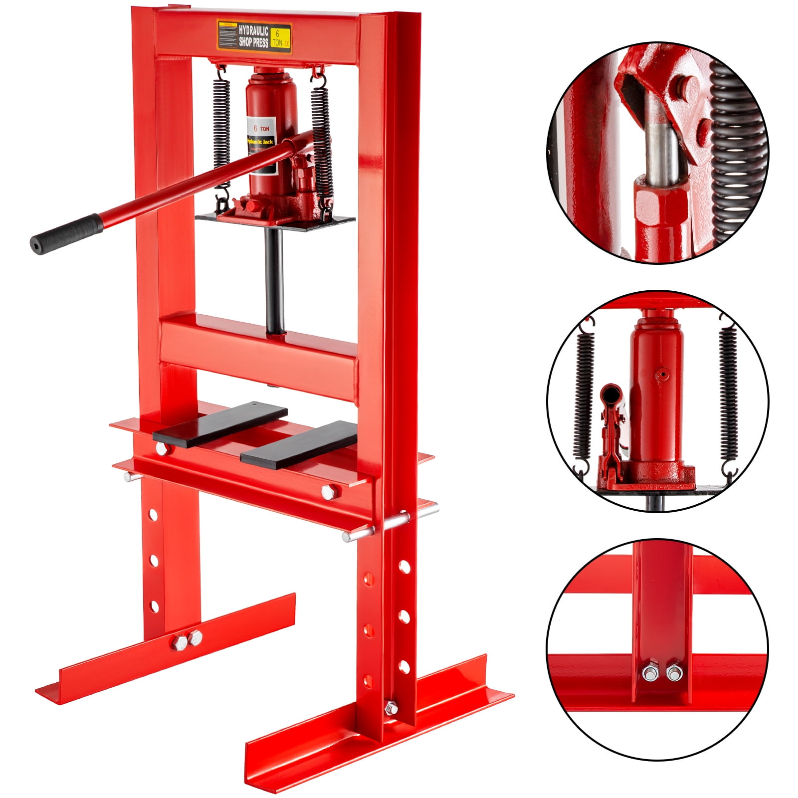 TUFFIOM 6-Ton Hydraulic Shop Press with Press Plates, H-Frame Garage  Benchtop Press, Adjustable Working Table Height, 18.9”L x 15.75”W x 36.8”H