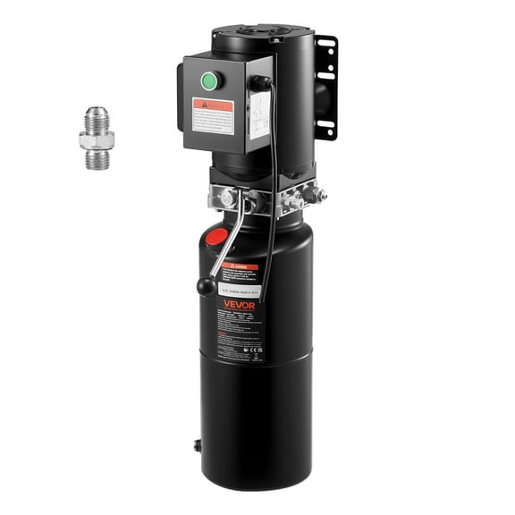 VEVOR Hydraulic Pump Power Unit, AC 220V, 10 Quart Single Acting Hydraulic Unit, 6.3 L/min Oil Flow, Max Discharge Pressure 22 MPa for Dump Truck, Auto Repair Garage, Car Lifting Platforms, Black