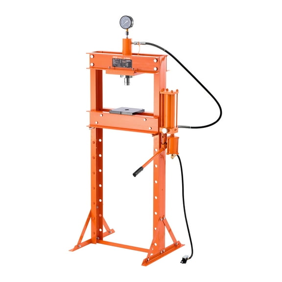 VEVOR Hydraulic Shop Press, 20 T H-Frame Pneumatic Shop Press with Press Plate, Stable Garage Floor Adjustable Hydraulic Press with Triangular Support, Fit for Bending, Straightening & Stamping