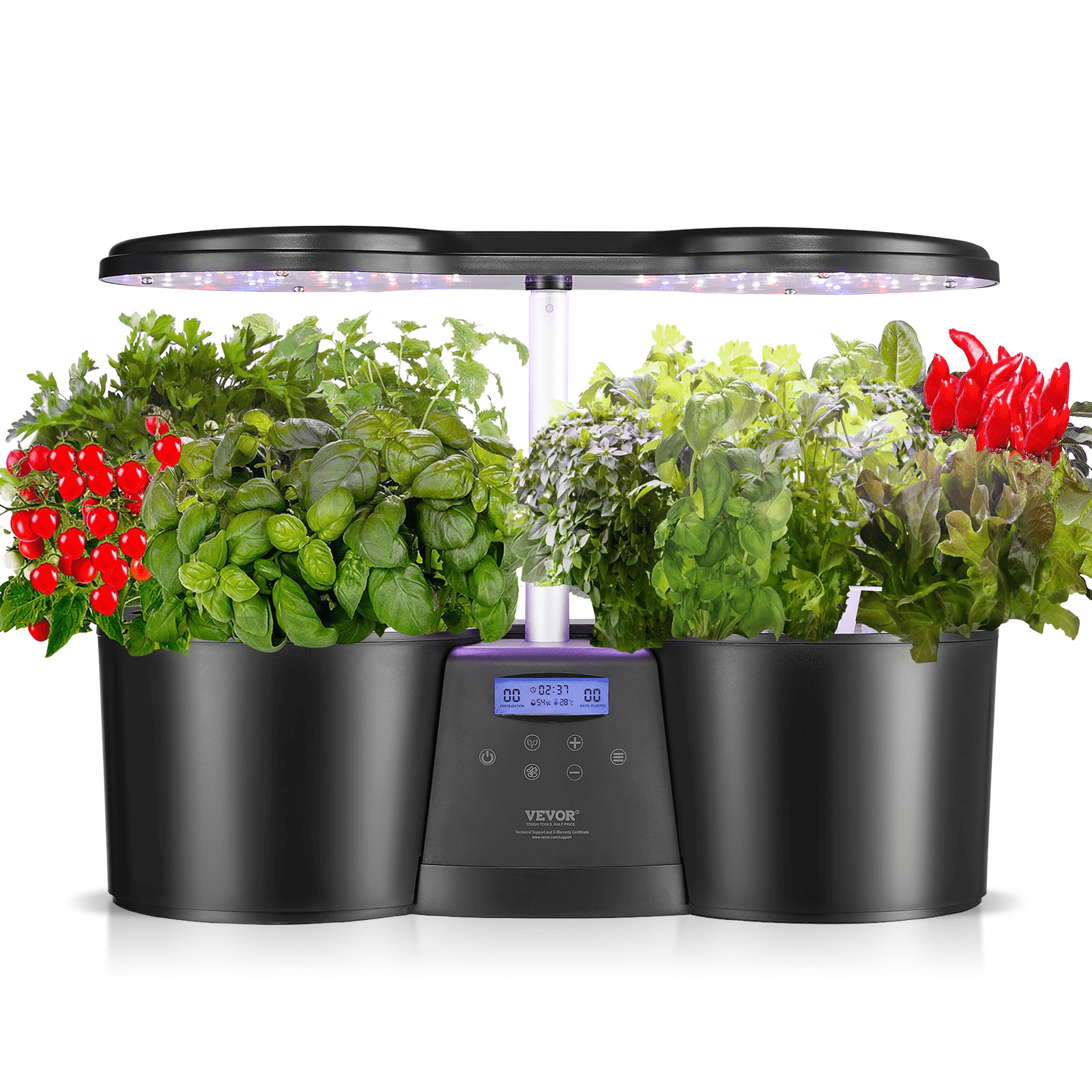 Black Adjustable Indoor Hydroponics Growing System with LED Light