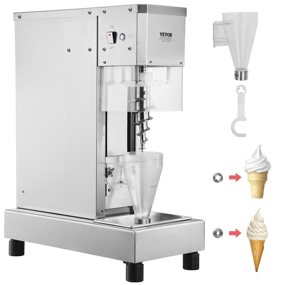VEVOR Ice Cream Blender,750W High-Speed Ice Cream Maker Mixer Stir Machine 1740RPM, 304 Stainless Steel Ice Cream Shaker, Long Handle + PC Protective Shield, Customizable with any Flavor of Ice Cream