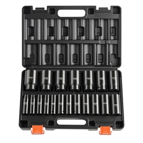 VEVOR Impact Socket Set, 1/2" 19 Piece Impact Sockets, Deep Socket, 6-Point Sockets, 1/2" Drive Set 3/8" to 1-1/2", Cr-V Rugged Construction, Easy to Identify, with a Sturdy Storage Case,for Vehicles