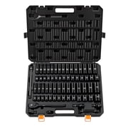 VEVOR Impact Socket Set, 1/2" Drive, 65-Piece Socket Set, 6 Point Sockets, SAE 3/8" to 1-1/4" and Metric 10-24 mm, Easy to Identify, with a Sturdy Storage Case, Cr-V Alloy Steel for Vehicles Repair