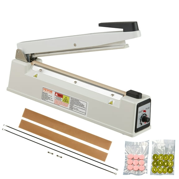 VEVOR Impulse Sealer 12 inch,Manual Heat Sealing Machine with Adjustable Heating Mode,Aluminum Shrink Wrap Bag Sealers for Plastic Mylar PE PP Bags, Portable Poly Bag Sealer with Extra Replace Kit