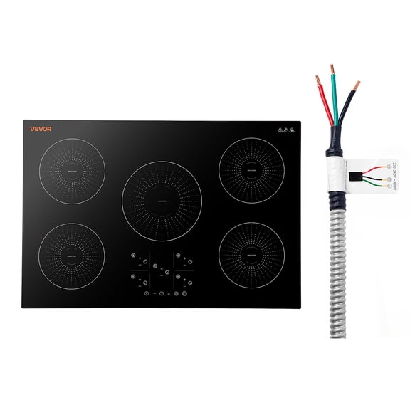 VEVOR Induction Cooktop 30inch 5 Burners Built-in Electric Stove 220V 9200W, Induction Burner for Kitchen, with 9 Power Levels, LED Touch Screen, Ceramic Glass Surface, Child Lock