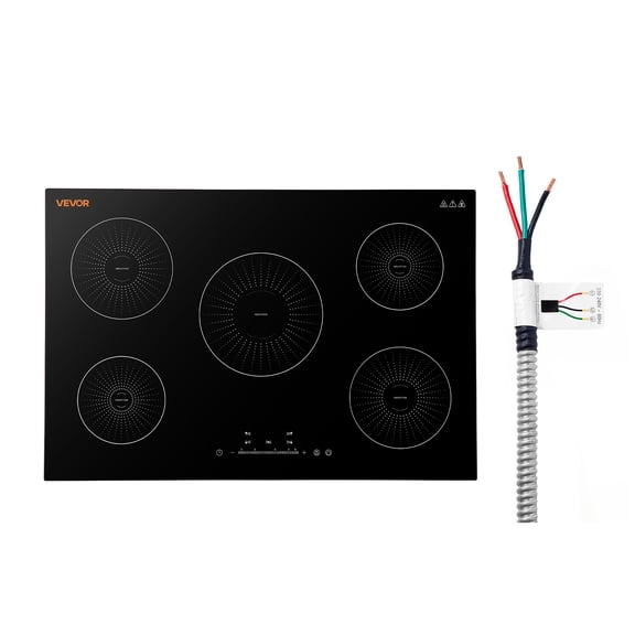 VEVOR Induction Cooktop 30inch 5 Burners Built-in Electric Stove 220V 9200W, Induction Burner for Kitchen, with 9 Power Levels, LED Touch Screen, Ceramic Glass Surface, Child Lock
