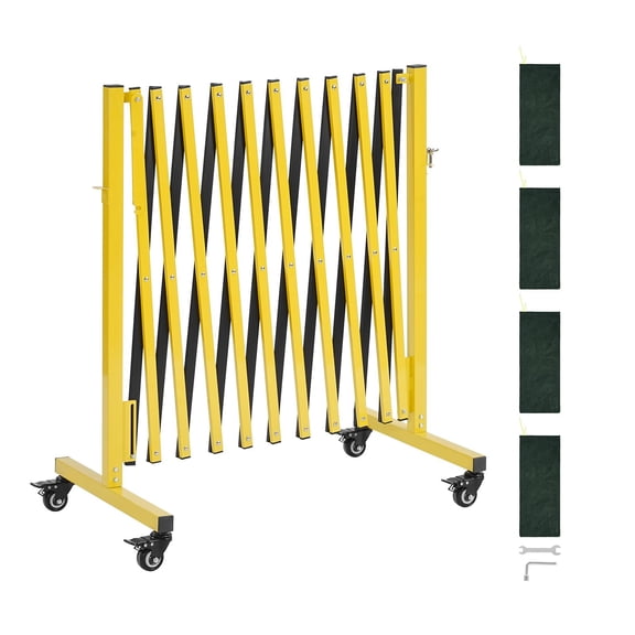 VEVOR Industrial Expandable Barricade, 13FT Expandable Safety Barrier, Flaxible Mobile Barricade with Locking Casters, Portable Folding Security Gate Traffic Fence for Driveway Warehouse Elevator