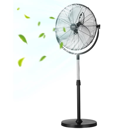 VEVOR Industrial Pedestal Fan, 18 Inch Standing Fan with 45.3 to 57.9 Inches Adjustable Height, Floor Fans with 3 Adjustable Speeds