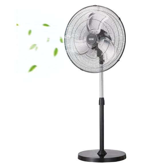 VEVOR Industrial Pedestal Fan, 20 Inch 90-Degree Oscillating Fan, Height Adjustable Standing Fans with 3 Adjustable Speeds, High Power Floor Fans