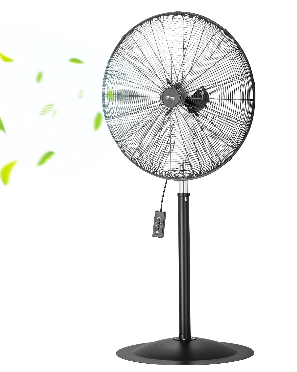 VEVOR Industrial Pedestal Fan, 30 Inch 85-Degree Oscillating Fan, Height Adjustable Standing Fans with 3 Adjustable Speeds, Black
