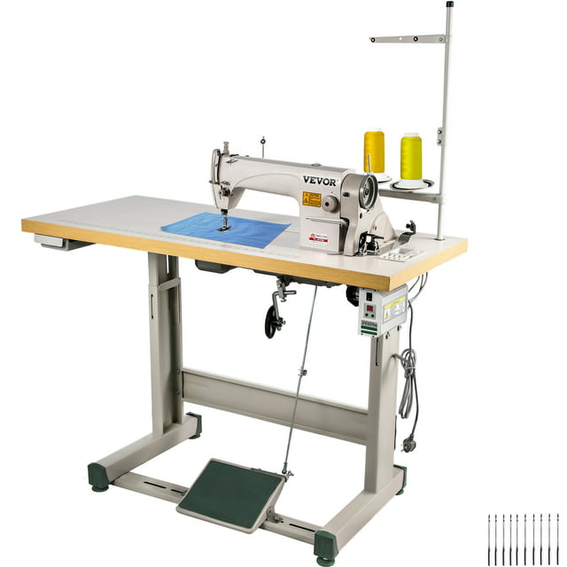 VEVOR Industrial Sewing Machine DDL8700 Lockstitch Sewing Machine with Servo Motor + Table Stand Commercial Grade Sewing Machine for Sewing