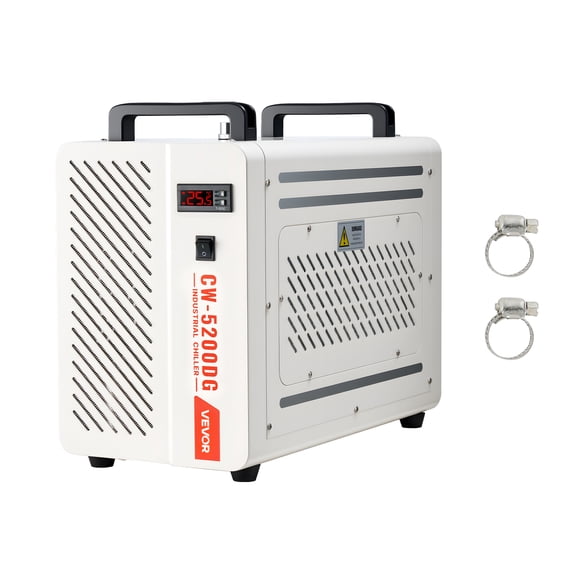 VEVOR Industrial Water Chiller, 5460 BTU/h, Industrial Water Cooler Cooling System with Compressor, 1.8 Gal Tank Capacity, 3.4 GPM Max Flow, Laser Chiller, for CO2 Laser Engraving & Cutting Machine