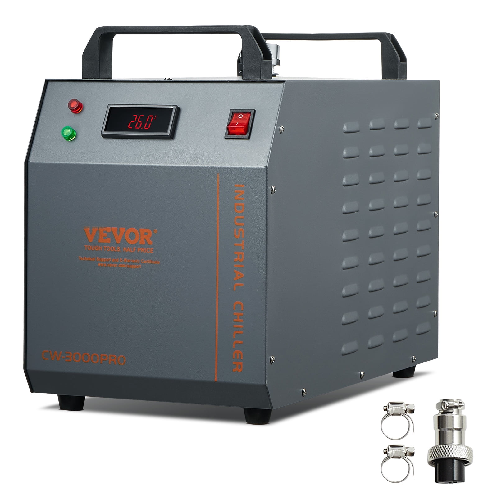 VEVOR Industrial Water Chiller, CW-3000(PRO), 150W Air-Cooled Industrial Water Cooler Cooling System with 12L Water Tank Capacity 18 L/min Max Flow Rate, for Laser Engraving Machine Cooling Machine