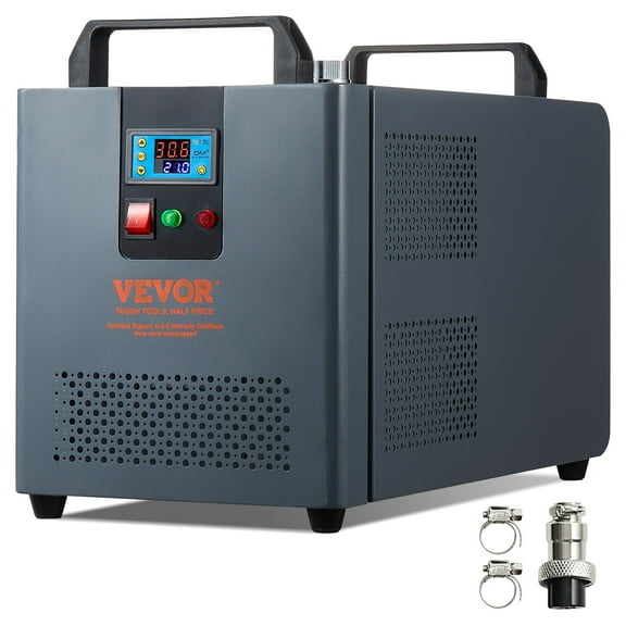 VEVOR Industrial Water Chiller, KH-6000, 200W Industrial Water Cooler Cooling System with Compressor 12 L Water Tank Capacity 7.8 L/min Max Flow Rate, for CO2 Laser Engraving Machine Cooling Machine