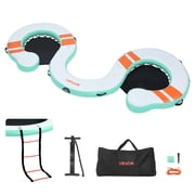 VEVOR Inflatable Floating Dock, 15 x 6 FT Inflatable Dock Platform, Non-Slip Water Air Mat with Portable Carrying Bag and Detachable Ladder, Floating Water Platform Island Raft for Pool Beach Ocean