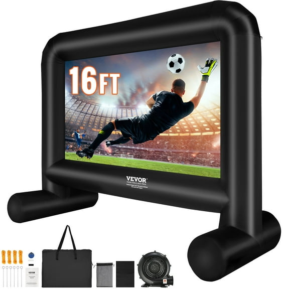 VEVOR Inflatable Movie Screen,16 FT Inflatable Projector Screen for Outside with Blower and Carrying Bag,Front/Rear Projection,Oxford Fabric Blow Up Screen for Outdoor Parties Backyard Movie Night