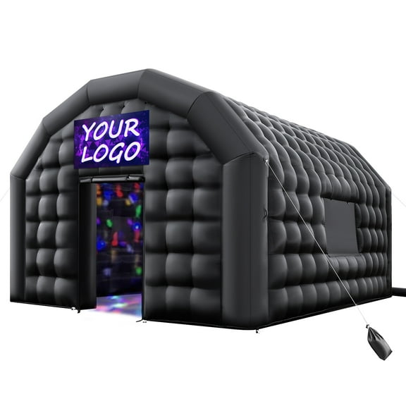 VEVOR Inflatable Nightclub, 19.7 x 16.4 x 12 ft Inflatable Party Tent with 680W Blower & Sandbag, Ventilated Blow up Night Club with 2 Windows, Air Cube House for Event Birthday Wedding Party