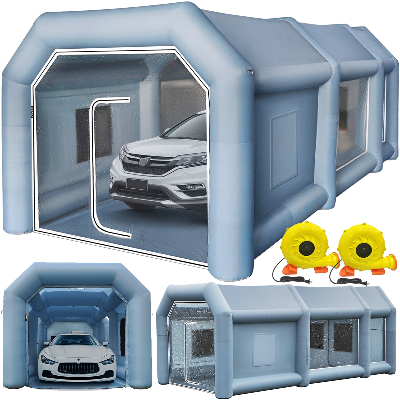 BENTISM Inflatable Paint Booth 26x15x11ft Inflatable Spray Booth Car Paint  Tent with 750W+950W Filter System Blower 