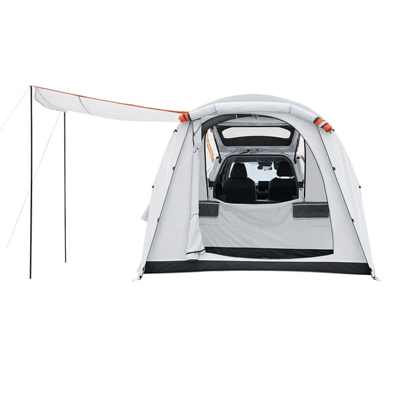 VEVOR Inflatable SUV Tent with Awning, 8 x 6.7 ft 3-Season SUV Tailgate Tent with Ventilated Doors & Mesh Window, PU2000mm Waterproof Car Rear Hatch Tents for Outdoor Camping - Air Pump Included