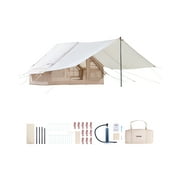 VEVOR Inflatable Tents for Camping, 3-5 Person Easy Setup Blow up Tent with Hand Pump, 300D Oxford 4 Season Glamping Tent with Canopy, Stove Jack, 2 Doors & 2 Mesh Windows (Storage Bag Included)