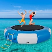 VEVOR Inflatable Water Trampoline 10ft , Water Bouncer with Escalator
