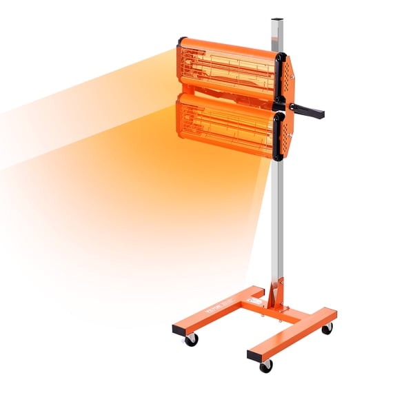 VEVOR Infrared Curing Lamp, 2200W 1-60 min Timing, Auto Heating Car Curing Light with Bracket, 5.17 sq.ft Baking Area Spray Baking Booth Heaters, Paint Dryer for On-Site Repair, Engine Drying
