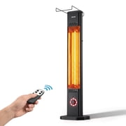 VEVOR Infrared Heater 1500W Electric Space Heater 8 Heat Settings Black, with Remote Control for Outdoor Use, 8H Timer, Overheat Protection, Cold-Rolled Steel, for Patios, Backyards, and Balconies