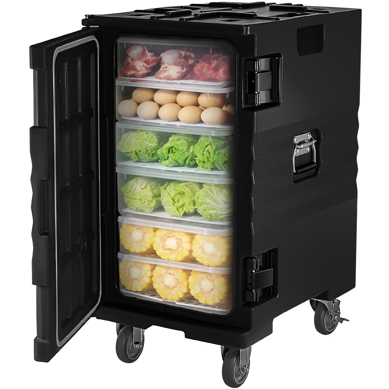 Black 109Qt Insulated Food Carrier with Wheels and Handles