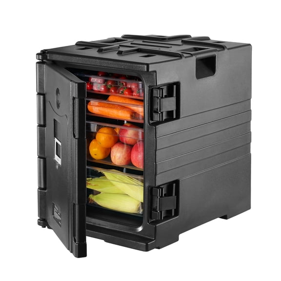 VEVOR Insulated Food Pan Carrier, 82 Qt Hot Box for Catering, LLDPE Food Box Carrier with Double Buckles, Front Loading Food Warmer with Handles,Stackable End Loader