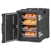 VEVOR Insulated Food Pan Carrier, 95 Qt Non-Electrical Food Warmer, with Wheel & 304 Stainless Steel Latch, LLDPE Stackable Hot Box, for Various Pan SizesNOT Included, Fit Catering BBQ EventBlack