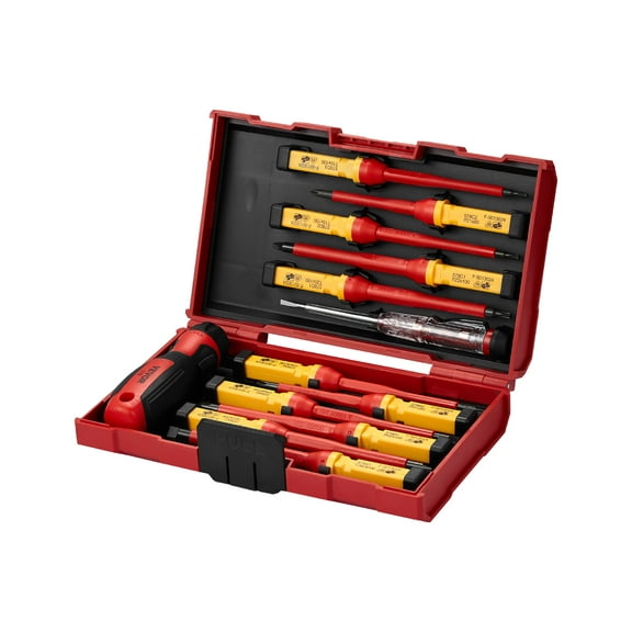 VEVOR Insulated Screwdriver Set, 13-Piece Professional Electrical Screwdriver Set, 1000V Insulated Electrician Tool Set, with Magnetic Phillips Slotted Pozi Torx Tips,Screwdrivers,for Electricians