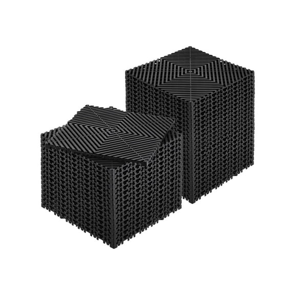 VEVOR Interlocking Drainage Mat, 12 x 12 Modular Interlocking Cushion, 40 Pcs Splicing Drainage Mats, Non-Slip Black PP Drainage Floor Tile and Shower Mat, for Garage, Garden, Kitchen & Outdoor