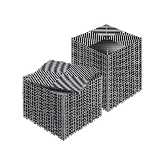 VEVOR Interlocking Drainage Mat, 12 x 12 Modular Interlocking Cushion, 40 Pcs Splicing Drainage Mats, Non-Slip Gray PP Drainage Floor Tile and Shower Mat, for Garage, Garden, Kitchen & Outdoor