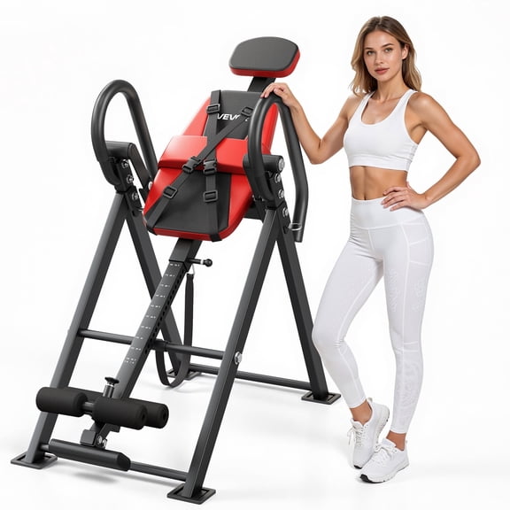 VEVOR Inversion Table, 300 lbs Capacity Heavy Duty Inverted Table, Back Inverter Stretcher with Dual-Roller Locking, Decompression Tables for Shoulders, Neck, Back,Multi-Angle Adjustable Tether Strap