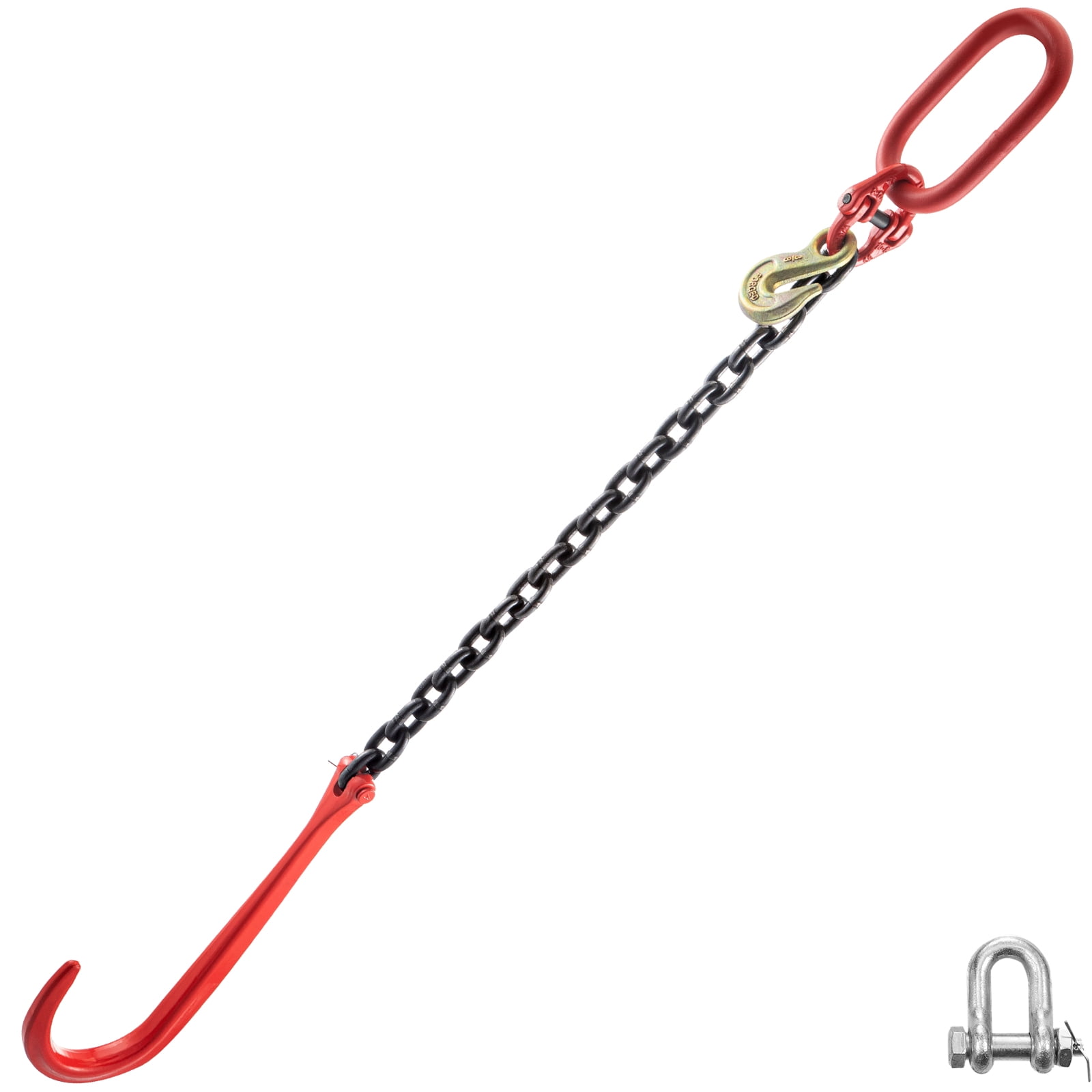 VEVOR J Hook Tow Chain, 3/8in x 2ft Tow Chain Bridle with 15 inch J